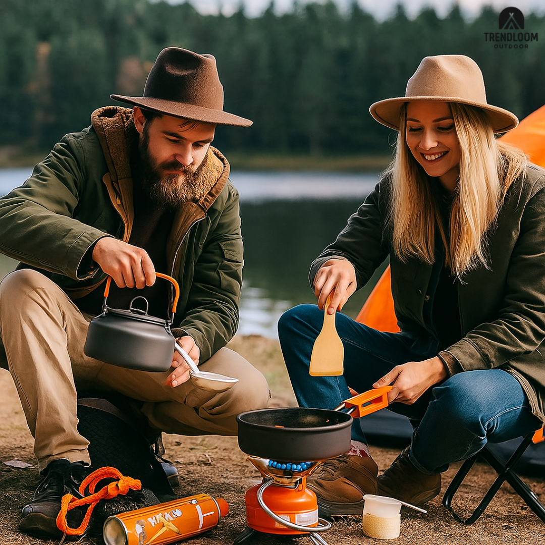 Cocina en la Naturaleza: Set de Marmitas y Anafe Rompe Viento + Gas de Regalo