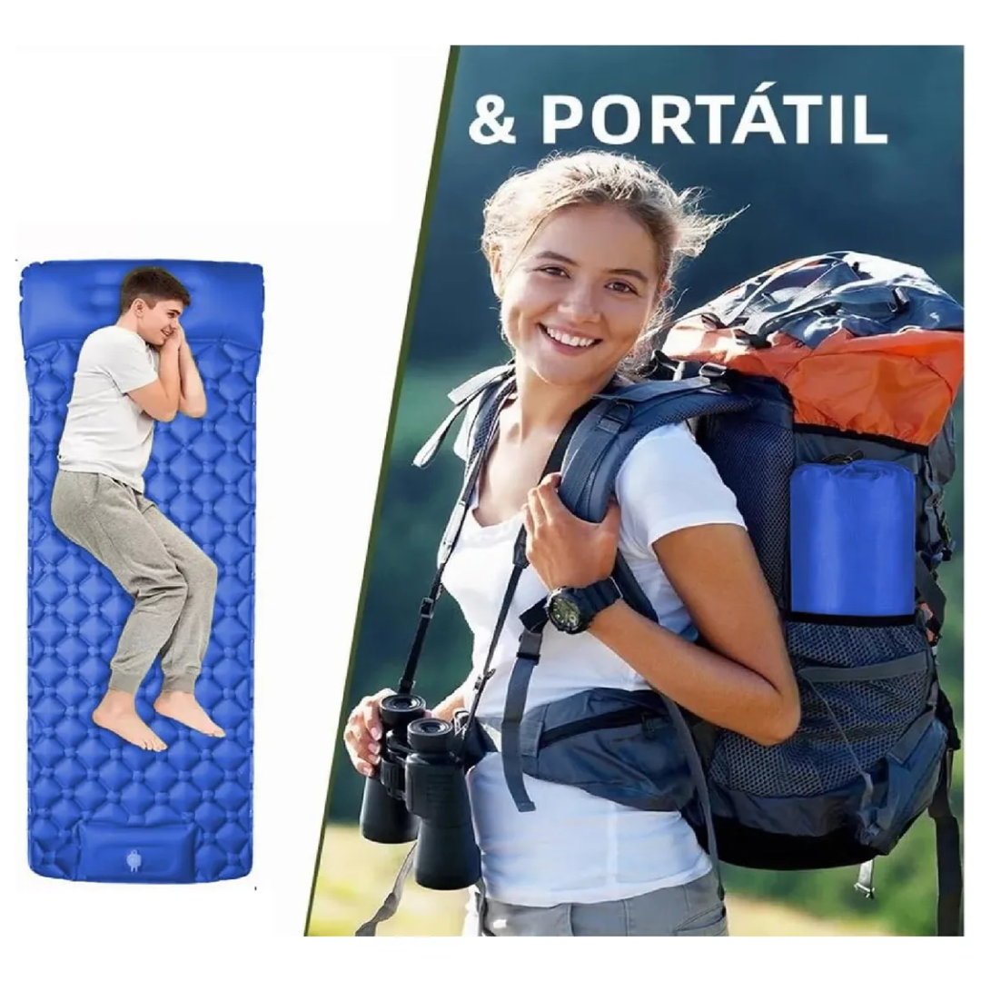 Colchoneta Auto-inflable Ultraligera con Almohada – Camping / Trekking / Viaje