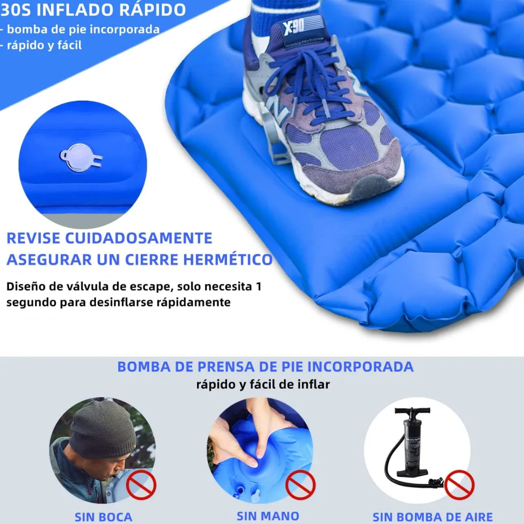 Colchoneta Auto-inflable Ultraligera con Almohada – Camping / Trekking / Viaje