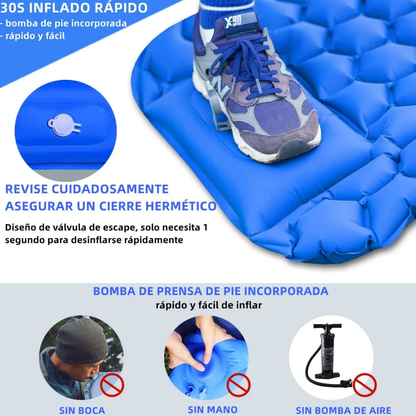 Colchoneta Auto-inflable Ultraligera con Almohada – Camping / Trekking / Viaje