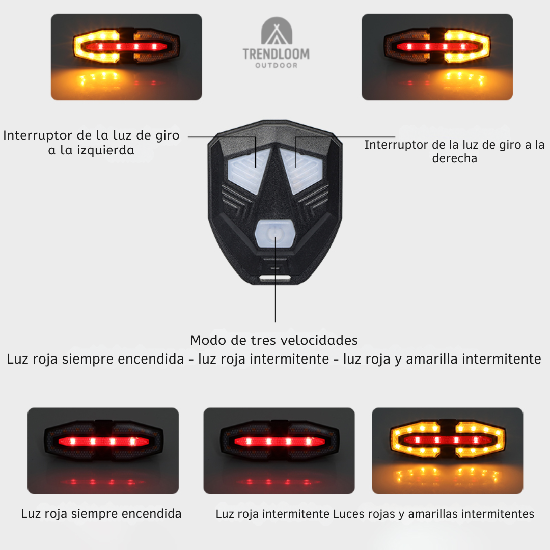 Luz Con Sonido Giro Stop Control Remoto Bicicleta